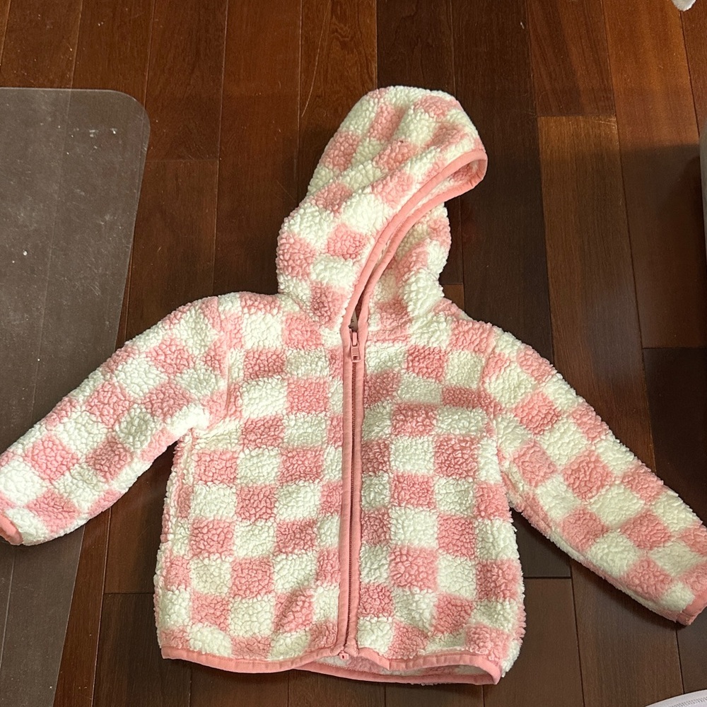 Little Me Pink and White Sherpa Jacket